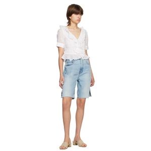 FRAME Blue Bermuda Denim Shorts